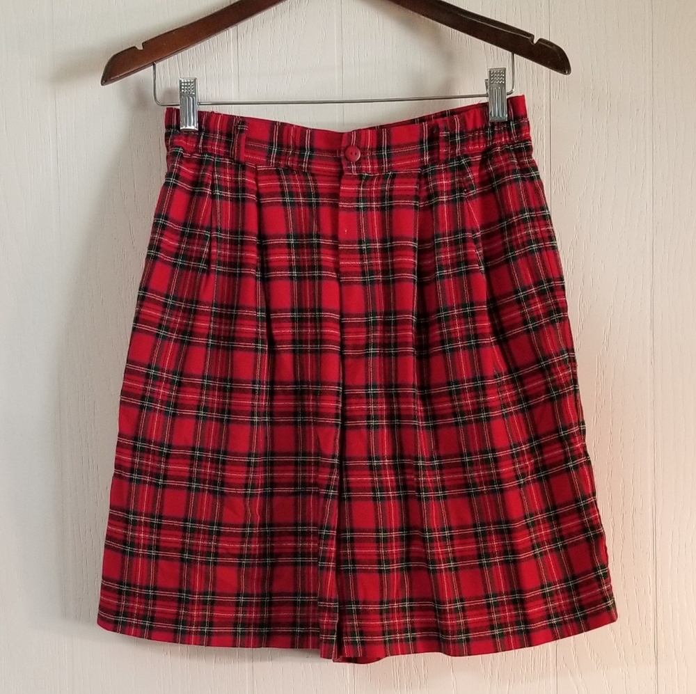 Vintage High Waisted Plaid Pleated shorts
